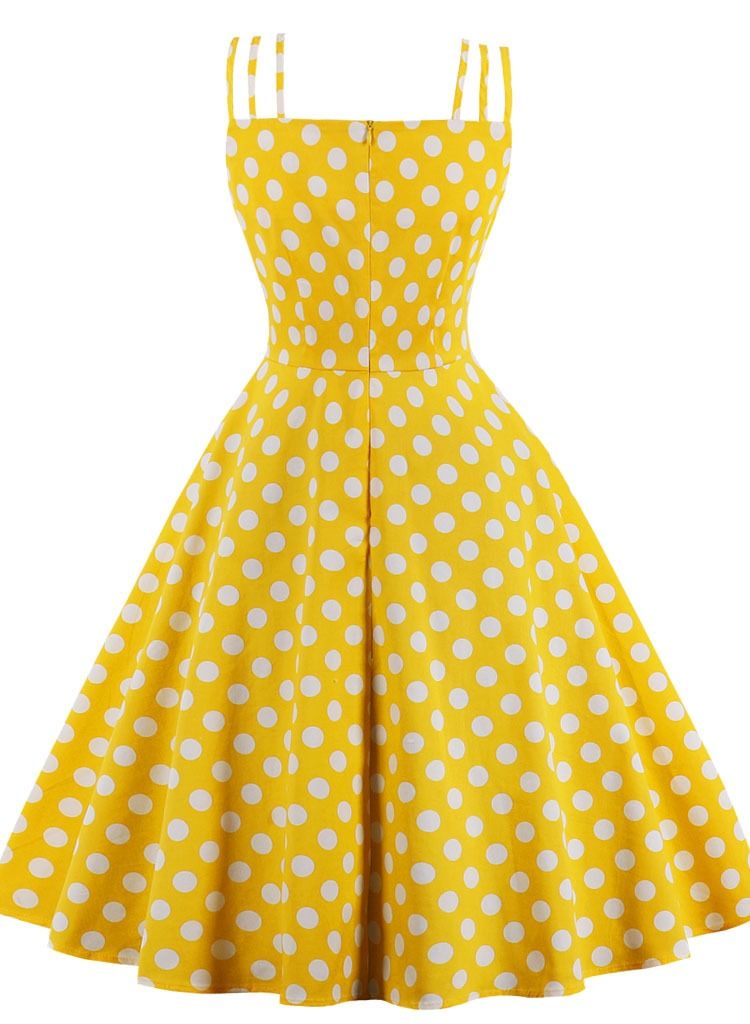 Loquat Halter belt refreshing slim wave dot dress  - Image 2