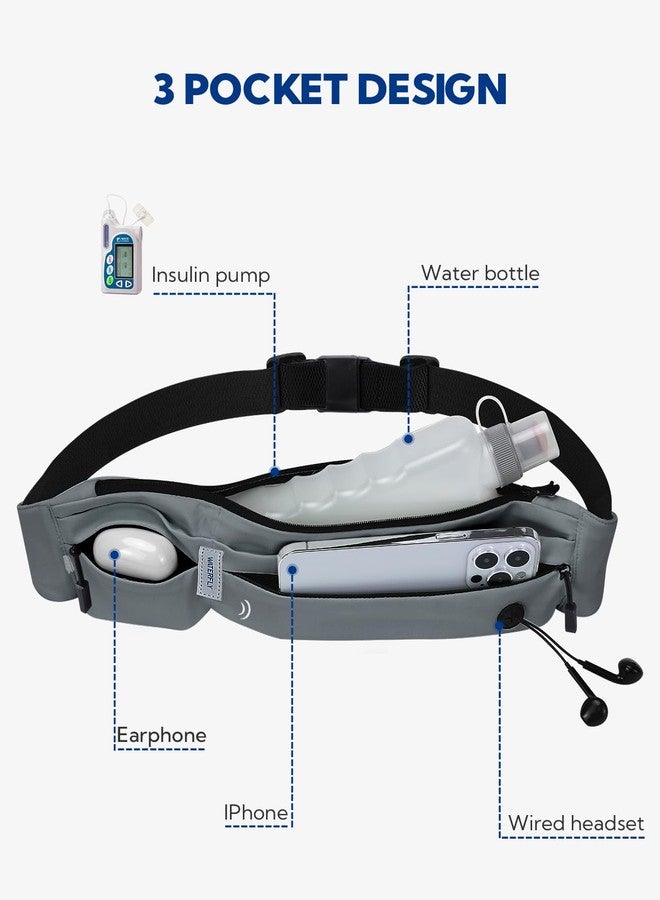 WATERFLY Running Belt Fanny Pack: Runner Marathon Jogging Waist Pack Sport Workout Exercise Fitness Phone Holder Belt for Men Women Jogger Slim Waistband Black - Image 4
