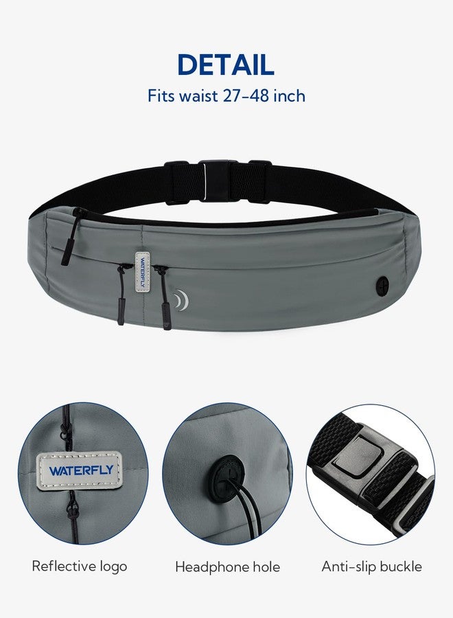 WATERFLY Running Belt Fanny Pack: Runner Marathon Jogging Waist Pack Sport Workout Exercise Fitness Phone Holder Belt for Men Women Jogger Slim Waistband Black - Image 5