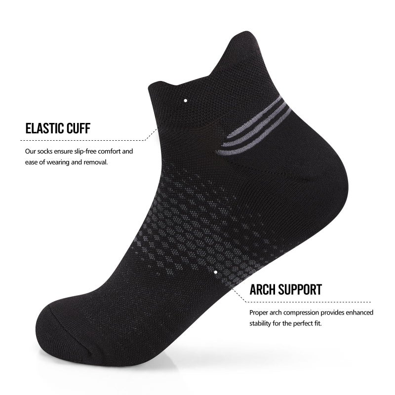 PAPLUS 6 Pairs Ankle Compression Socks for Women, Running Socks with Heel Tab, Cushioned Low Cut Athletic Socks - Image 5