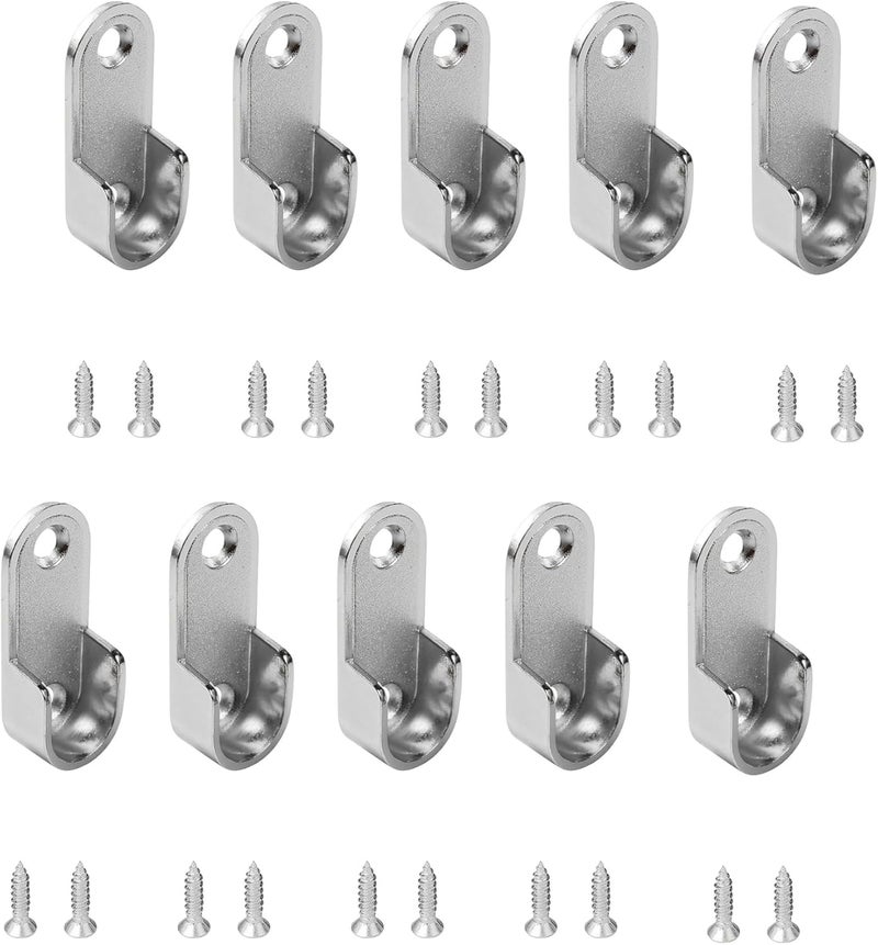 Royal Apex Oval Closet Rod End Flange Bracket Supports Furniture Hardware Accessories Wardrobe Tube Support Bracket with Screws Clothes Hanging Rod Holder (PACK OF 10PCS) - Image 1