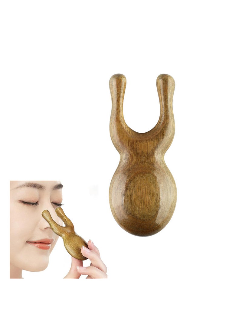 Generic Eyes Facial Wood Gua Sha Tool, Green Natural Sandalwood Wooden Nose Guasha Massage Tools Anti-Static, face Manual Massager Tool, Multifunctional Handheld Meridians Acupoint Massage Tool  - Image 1