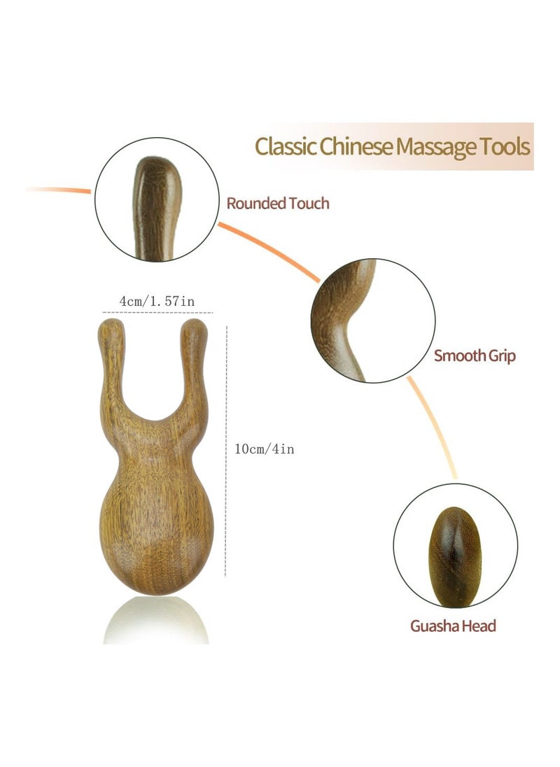Generic Eyes Facial Wood Gua Sha Tool, Green Natural Sandalwood Wooden Nose Guasha Massage Tools Anti-Static, face Manual Massager Tool, Multifunctional Handheld Meridians Acupoint Massage Tool  - Image 2