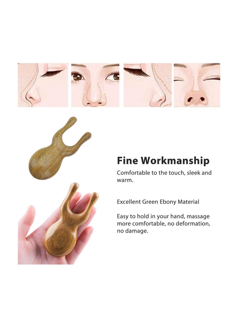 Generic Eyes Facial Wood Gua Sha Tool, Green Natural Sandalwood Wooden Nose Guasha Massage Tools Anti-Static, face Manual Massager Tool, Multifunctional Handheld Meridians Acupoint Massage Tool  - Image 4