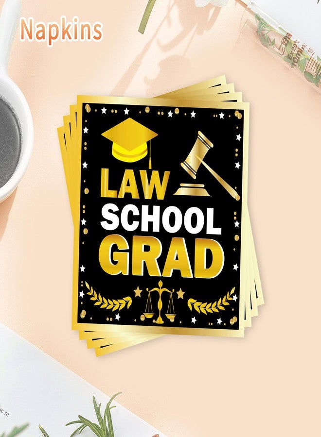 RUBOAOA Law School Graduation Decorations 2026, 96 Pcs Black Gold Disposable Plates and Napkins Set with Forks, Law School Grad Theme Party Tableware for College Graduation for 24 Guests - Image 3