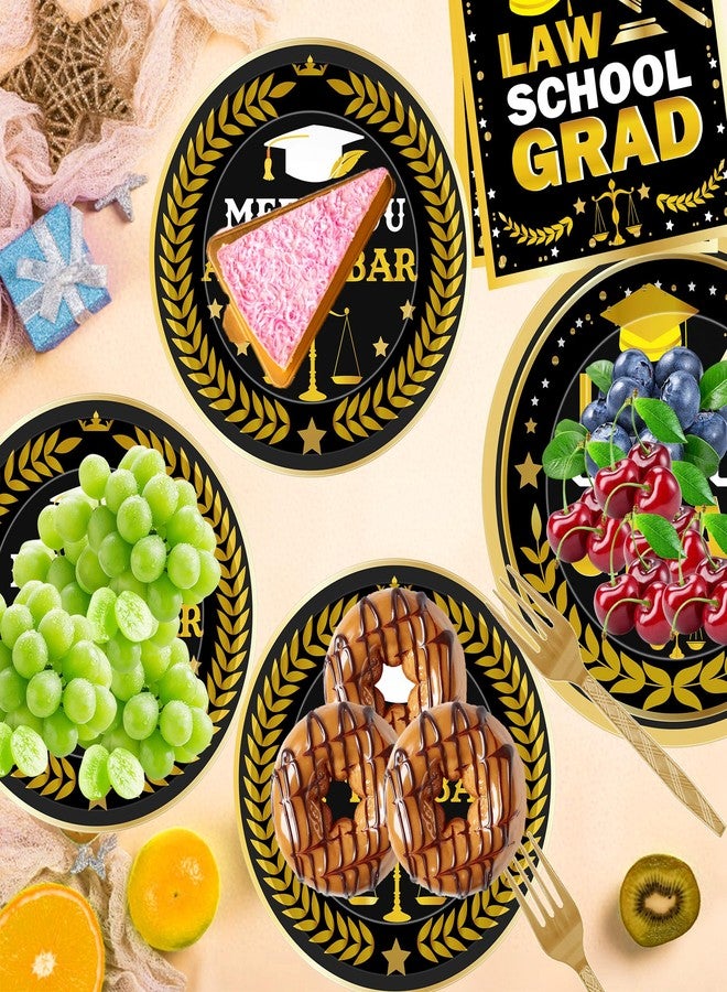 RUBOAOA Law School Graduation Decorations 2026, 96 Pcs Black Gold Disposable Plates and Napkins Set with Forks, Law School Grad Theme Party Tableware for College Graduation for 24 Guests - Image 5