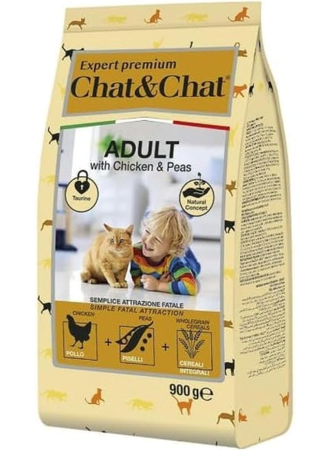 Dry Food with Chicken & Peas for Adult Cats 900g