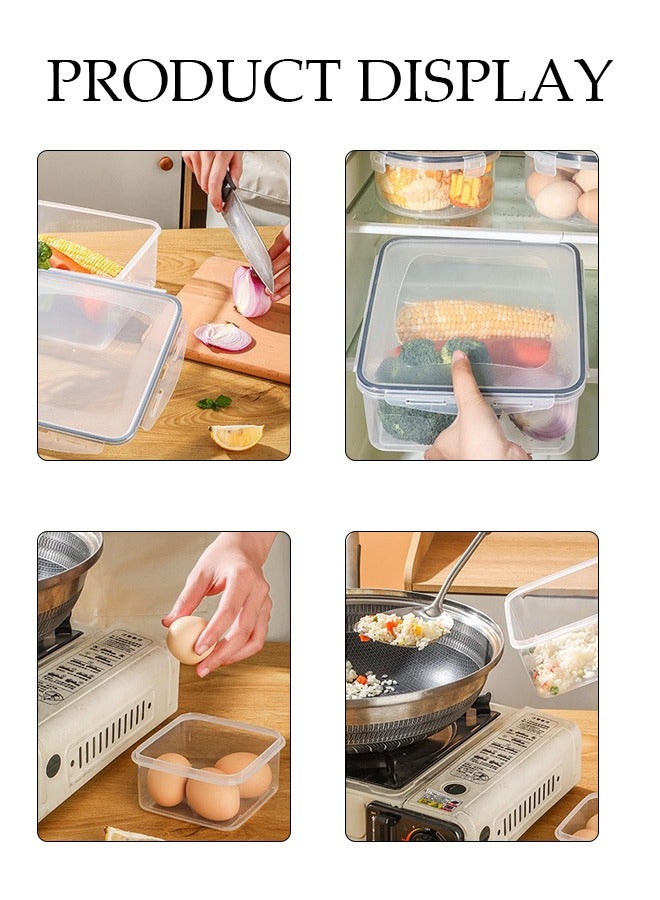 DUNISO 5 قطع من حاويات تخزين الطعام البلاستيكية، مجموعة صناديق مربعة قابلة للتكديس للحفاظ على الطازج، صندوق بينتو محكم الإغلاق للمطبخ، مع غطاء قفل سريع، سهل التنظيف، مناسب لأفران الميكروويف، الثلاجات، الخزائن، شفاف - Image 5