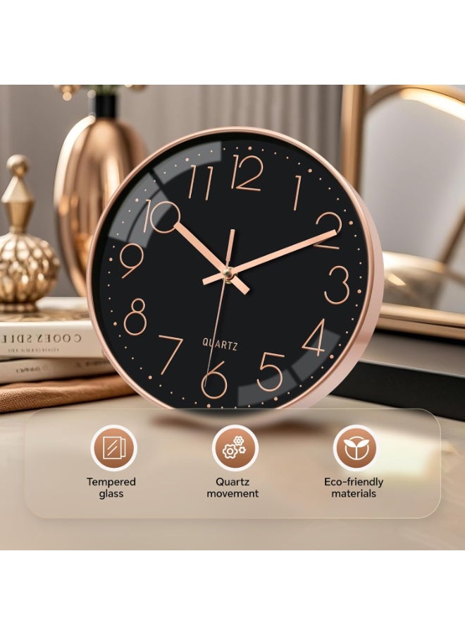 MileMelo Minimalist Wall Clock Modern Design Living Room Bedroom Quartz Mute Light Luxury Clocks Hanging Watch Home Decor (Color: Black/Gold, Size: 12inch 30cm) - Image 3