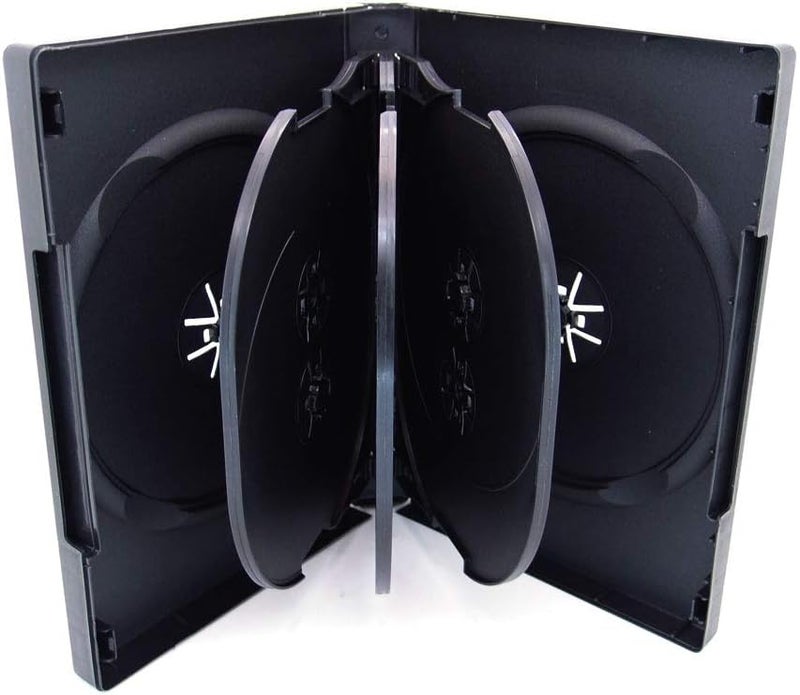 Maxtek Black 8 Disc DVD Cases with 3 Flip Trays and Outter Clear Sleeve 20 Pcs Pack - Image 1