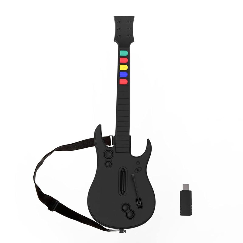 NBCP Guitar Hero Controller PC, Wireless PS3 /PC Guitar Hero Guitar with Dongle for Clone Hero, Guitar Hero 3/4/5 Rock Band 1/2 Games Black - Image 1