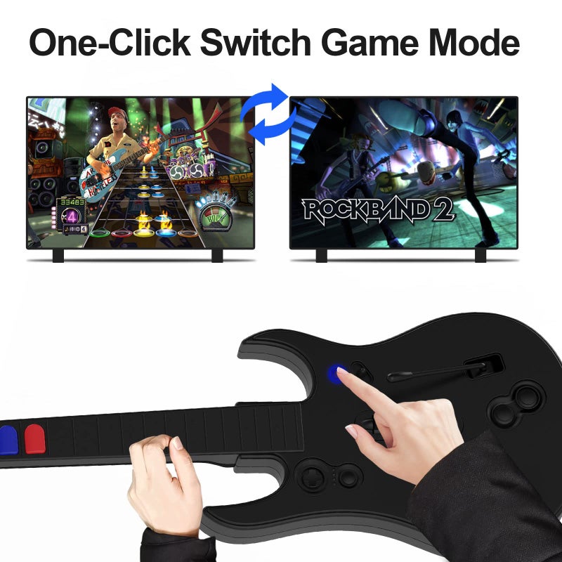 NBCP Guitar Hero Controller PC, Wireless PS3 /PC Guitar Hero Guitar with Dongle for Clone Hero, Guitar Hero 3/4/5 Rock Band 1/2 Games Black - Image 5