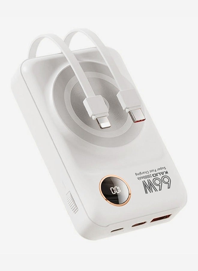 KALIO بنك طاقة شحن سريع 20000 مللي أمبير ماغسيف 66 واط لأجهزة لايتنينغ و Type-C، الهواتف المحمولة، الأجهزة اللوحية / أبيض - Image 2