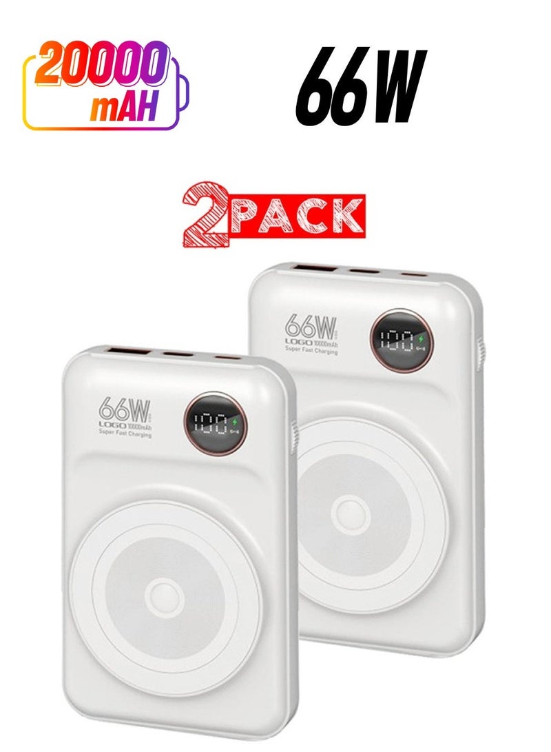 KALIO بنك طاقة شحن سريع 20000 مللي أمبير ماغسيف 66 واط لأجهزة لايتنينغ و Type-C، الهواتف المحمولة، الأجهزة اللوحية / أبيض - Image 1