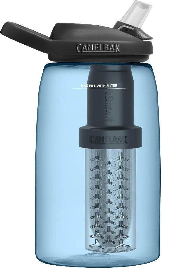 CAMELBAK Eddy+ Water Filter Water Bottle By Lifestraw Integrated 2-Stage Filter Straw - For Hiking, Backpacking, Travel, And Emergency Preparedness - 32 Oz Tritan Renew, True Blue  - Image 3
