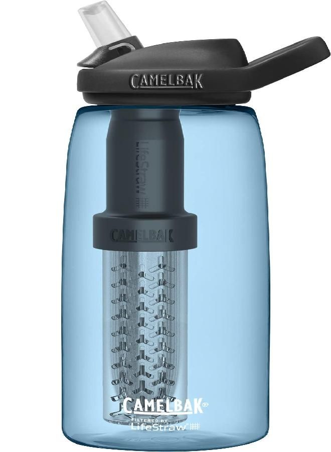 CAMELBAK Eddy+ Water Filter Water Bottle By Lifestraw Integrated 2-Stage Filter Straw - For Hiking, Backpacking, Travel, And Emergency Preparedness - 32 Oz Tritan Renew, True Blue  - Image 4
