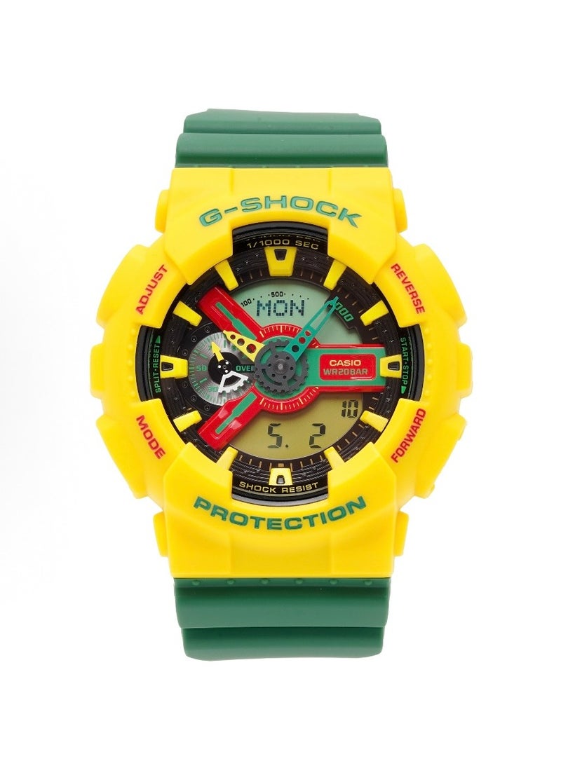 CASIO - CASIO Sports Waterproof and Shockproof Watch GA-110 Yellow-green - Image 1