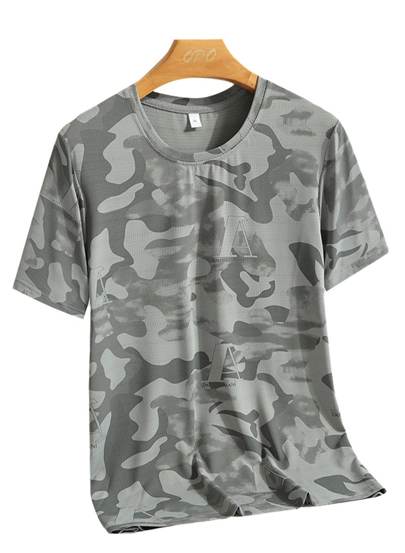 Summer camouflage ice silk short-sleeved men's quick-drying running outdoor thin casual T-shirt - Image 1