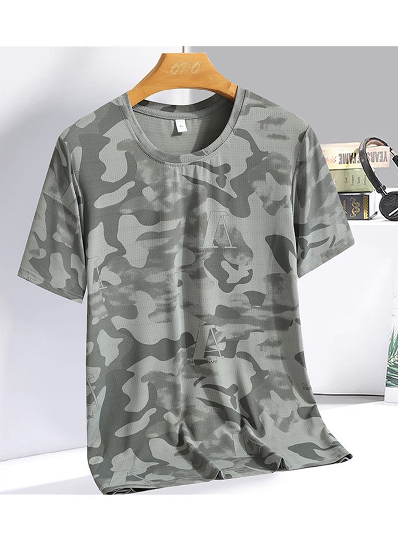 Summer camouflage ice silk short-sleeved men's quick-drying running outdoor thin casual T-shirt - Image 2