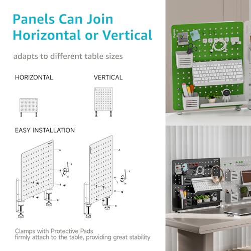 PEGZONE Clamp-on Desk Pegboard, Desk Organizer for Office Gaming Home, Magnetic Metal Peg Board with 15 Accessories, Privacy Panel for Office, 20.4" x 16.5", Large, Black - Image 2
