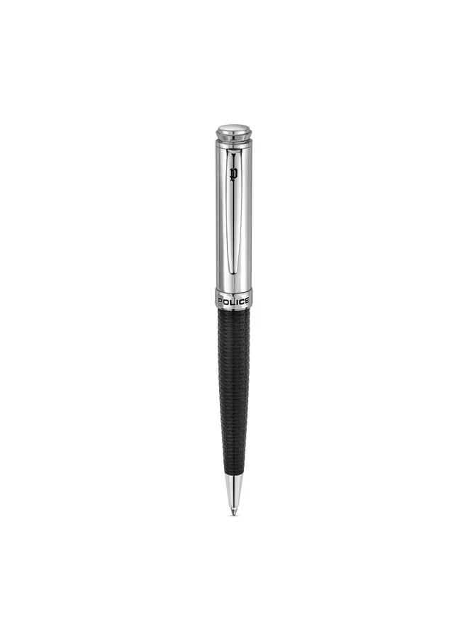 POLICE Rovigo.3 Textured Black and Silver Pen for Men with Blue Ink