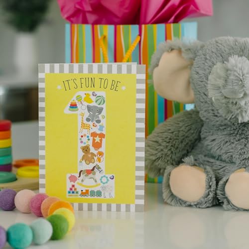 Tiny Expressions 1st Birthday Card for Boy or Girl – 5" x 7" ‘It’s Fun to Be 1’ Happy First Birthday Card, Gender-Neutral Design - Includes a Matching White Envelope - Image 3
