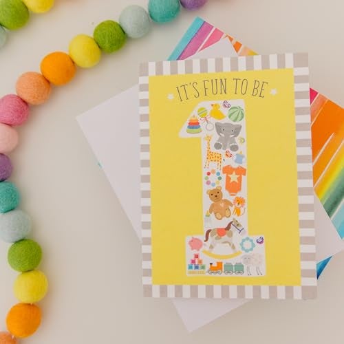 Tiny Expressions 1st Birthday Card for Boy or Girl – 5" x 7" ‘It’s Fun to Be 1’ Happy First Birthday Card, Gender-Neutral Design - Includes a Matching White Envelope - Image 5