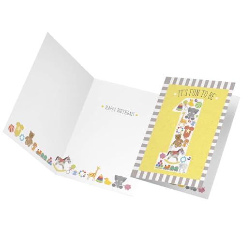 Tiny Expressions 1st Birthday Card for Boy or Girl – 5" x 7" ‘It’s Fun to Be 1’ Happy First Birthday Card, Gender-Neutral Design - Includes a Matching White Envelope - Image 2
