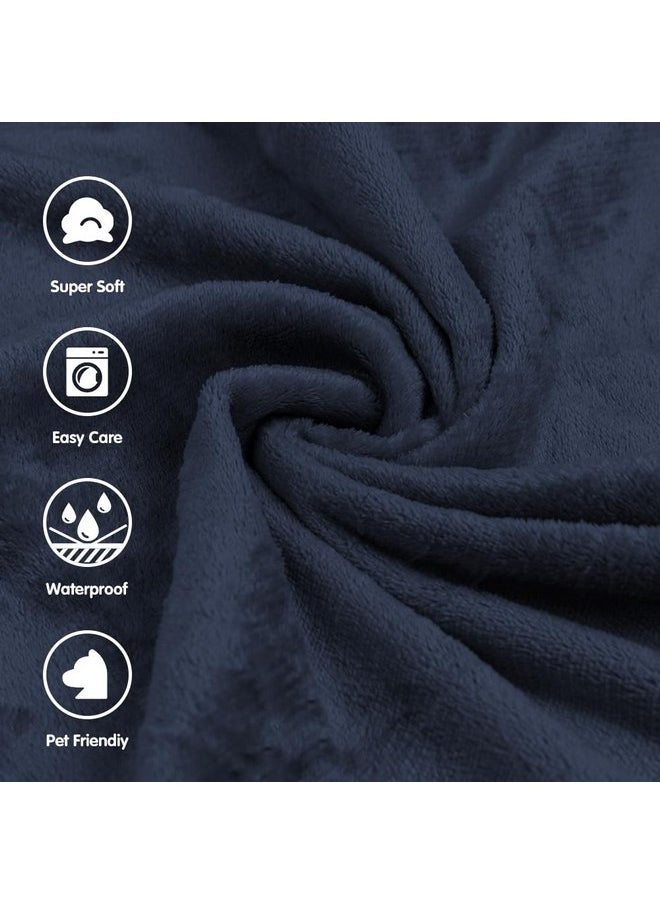 DUJUIKE DUJUIKE Waterproof Dog Blanket, Flannel Leak-Proof Blanket, Waterproof Dog Bed Cover Pet Blanket, Navy Blue Cover Blanket for Furniture Bed Sofa, Waterproof Double-Sided Blanket (40"×60", Navy Blue)  - Image 3