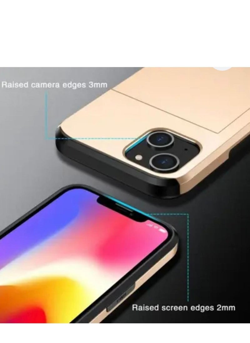 GULFLINK iPhone 15 Plus Case with Card Holder Heavy Duty Dual Layer Hidden Card Slot Slim Wallet case Gold  - Image 4