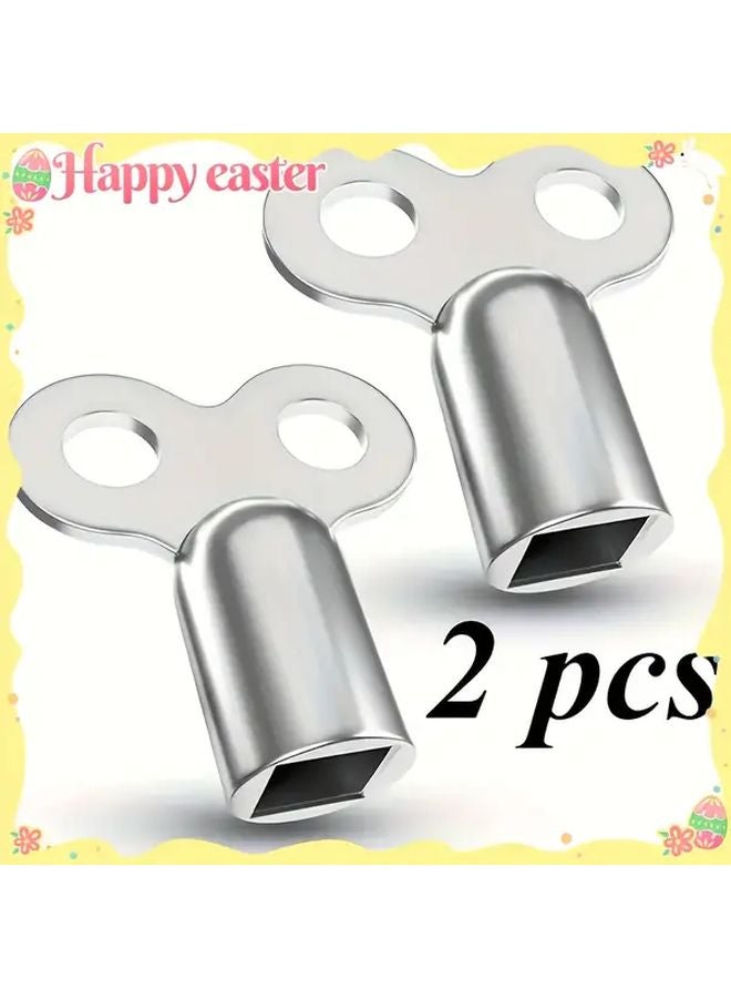 2pcs Silvery Zinc Alloy Radiator Leak Keys EU Standard Plumbing Heating Ventilation - Image 2
