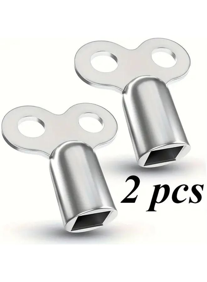 2pcs Silvery Zinc Alloy Radiator Leak Keys EU Standard Plumbing Heating Ventilation - Image 1
