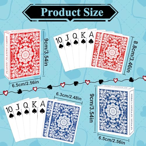 Metsyth Plastic Playing Cards Waterproof Cards Poker Card 2 Pack Playing Card Large Print for Adults Seniors Deck of Card Set Poker Cards for Beach Trip Pool Party Games Blue Red - Image 5