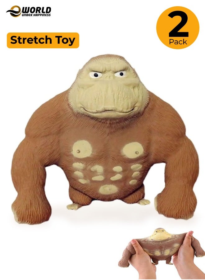 Eworld Pack of 2 Stretchable Gorilla Stress Relief Toy for Kids and Adults, Soft, Durable and Sensory Friendly Squeeze Decompression Toy for Anxiety, Autism and Relaxation, Perfect Gift for Birthdays, Christmas and Special Occasions  - Image 1
