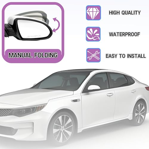 VMDCcdz Left Driver Side Mirror Compatible with 2016 2017 2018 Kia Optima Rear View Mirror With In-housing Signal Light, Manual Folding Power Glass Non-Heated Paintable - Image 5
