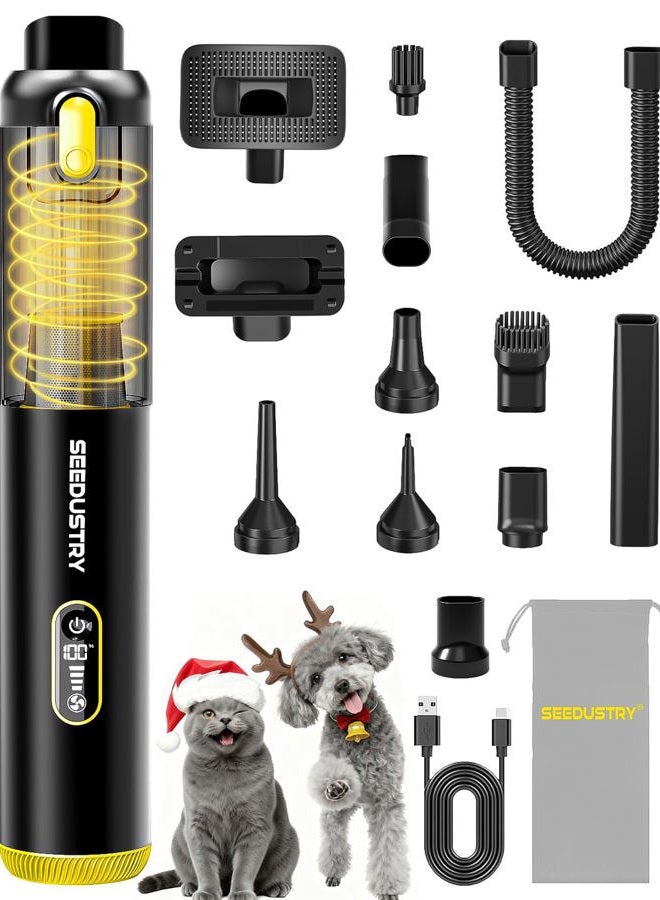SEEDUSTRY Handheld Vacuum Cleaner Cordless, Mini Car Vacuum/Portable Pet Grooming Vacuum Cleaner, 3 Suction Modes-Up to 18000pa, 6 Blow & & Deflate & Inflate Nozzles for Car, Pet, Office, Home - Image 1