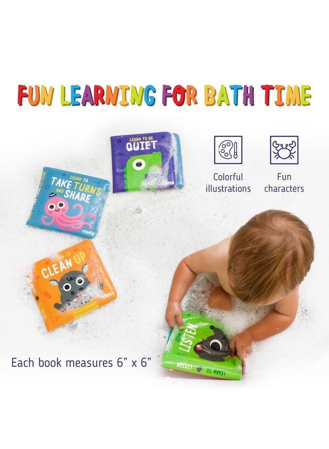 merka Baby Bath Books for Toddlers, 4 Pack Waterproof Bathtime Books, Bath Toys Floatable in Bathtub, Learn Take Turns, Clean Up, Listen, Quiet - Image 5