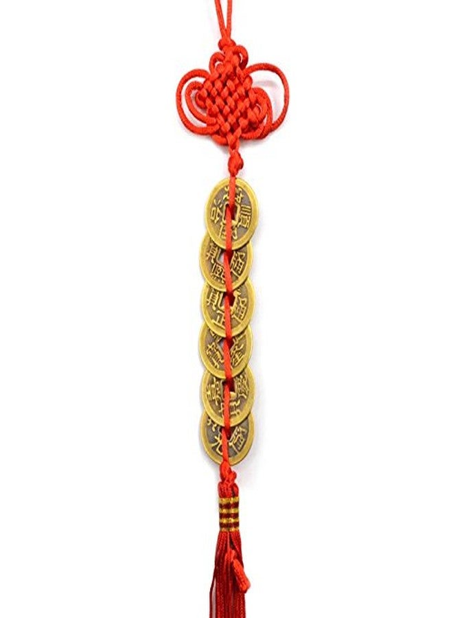 Topxome Retro 6 Coins Red Chinese Knot Copper Feng Shui Wealth Success Lucky Charm Home Car Hanger Decors (Pack of 5) - Image 4
