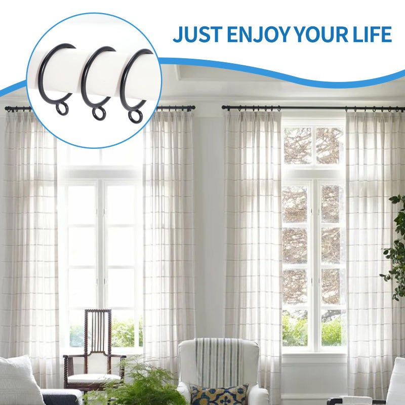 AMZSEVEN 44 Pack Curtain Rings with Eyelets, Metal Drapery Ring for Pinch Pleat Curtains, Drape Ring 1.5 Inch I D, Fits Up to 1.2 in Rod (Black) - Image 4