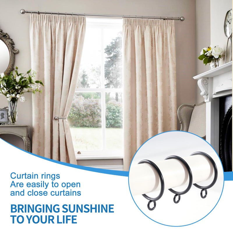AMZSEVEN 44 Pack Curtain Rings with Eyelets, Metal Drapery Ring for Pinch Pleat Curtains, Drape Ring 1.5 Inch I D, Fits Up to 1.2 in Rod (Black) - Image 5