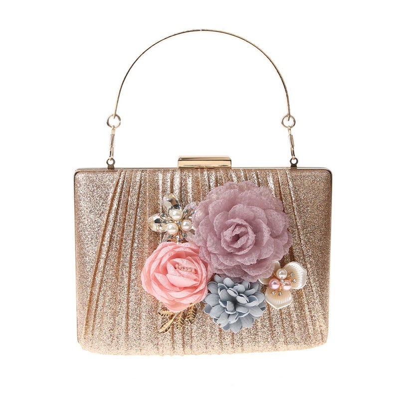 New Korean Style Flower Handbag Lady Evening Bag Pleated Women'S Bag Dress Wedding Bag Mingyuan Bag Small Bag - Image 3
