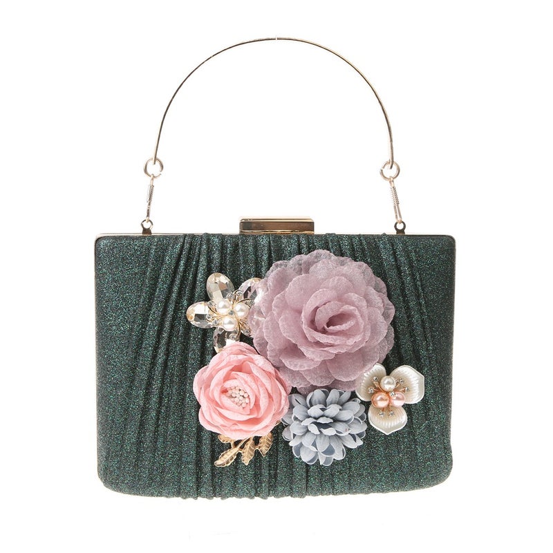 New Korean Style Flower Handbag Lady Evening Bag Pleated Women'S Bag Dress Wedding Bag Mingyuan Bag Small Bag - Image 5