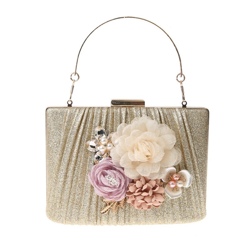 New Korean Style Flower Handbag Lady Evening Bag Pleated Women'S Bag Dress Wedding Bag Mingyuan Bag Small Bag - Image 2