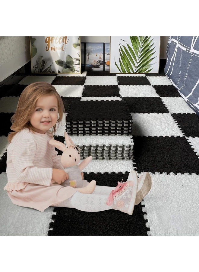 HQ-GAMING Interlocking Tile Mats with Border, Fluffy Soft EVA Foam Area Rug Puzzle Area Square Rug Playmat for Children Room Bedroom Home, Non-Slip Protective Floor Carpet Play Mat (Black) - Image 5