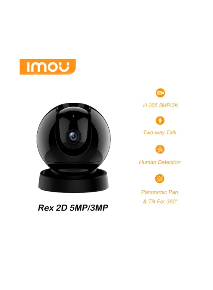 IMOU Imou Rex2D 3K Security Camera, 360° WiFi Camera 5MP QUAD HD with Human Detection, Motion Tracking, 2-Way Audio, IR Night Vision, Privacy Mode, Local & Cloud Storage, Sound Spot Light Alert  - Image 1