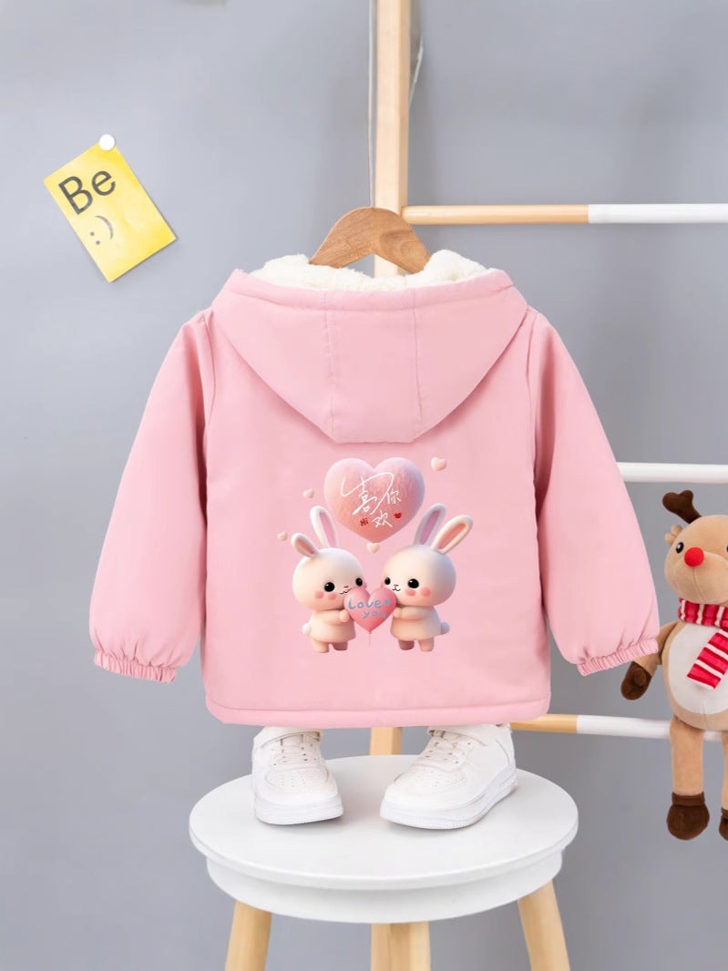 Style Children'S Baby'S Casual Top Hooded Fleece-Lined Thickened Casual Top - Image 2