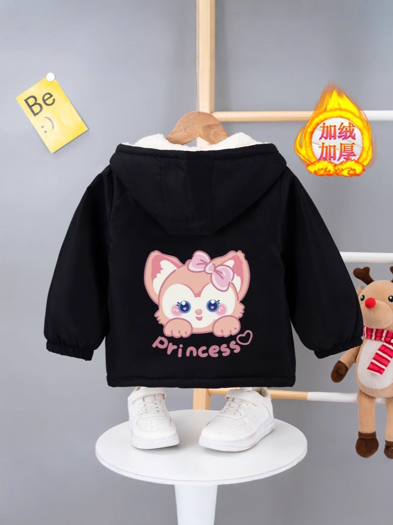Style Children'S Baby'S Casual Top Hooded Fleece-Lined Thickened Casual Top - Image 4
