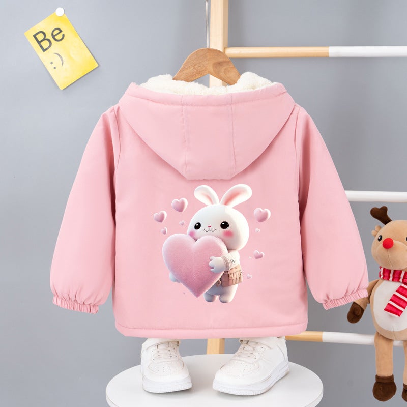 Style Children'S Baby'S Casual Top Hooded Fleece-Lined Thickened Casual Top - Image 1