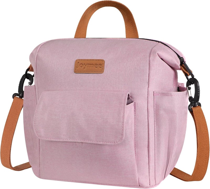 Joymee Lunch Bag Women Insulated Lunch Box Reusable Leakproof Large Spacious Cooler Tote for Women Men Adult with Bottle Holder and Side Pockets for Work Office Travel Picnic -08 Pink - Image 1