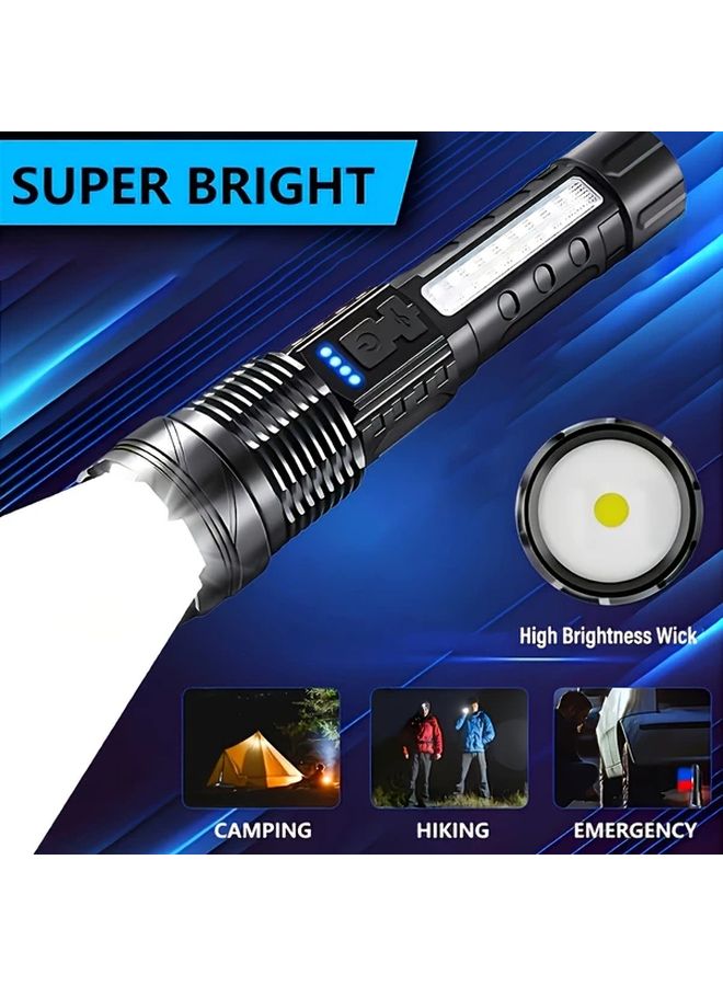 2pcs Rechargeable LED Flashlight With Telescopic Zoom 7 Modes For Outdoor Camping Emergency - Image 5